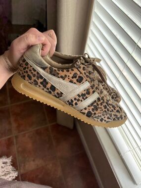 Gola Leopard Print Suede Sneakers in Tan and Black
